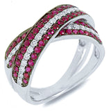 0.43ct Diamond & 0.96ct Ruby 14k White Gold Bridge Ring
