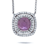 0.31ct Diamond & 1.30ct Amethyst 14k White Gold Necklace