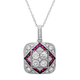 0.93ct Diamond & 0.21ct Ruby 14k White Gold Pendant