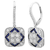 1.11ct Diamond & 0.26ct Blue Sapphire 14k White Gold Earring
