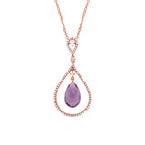 0.35ct Diamond & 3.17ct Amethyst 14k Rose Gold Pendant