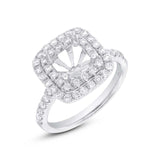 0.82ct 14k White Gold Diamond Semi-mount Ring for 6x6mm Center
