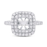 0.82ct 14k White Gold Diamond Semi-mount Ring for 6x6mm Center