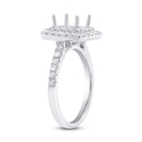 0.82ct 14k White Gold Diamond Semi-mount Ring for 6x6mm Center