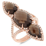0.56ct Diamond & 9.85ct Smokey Topaz 14k Rose Gold Ring