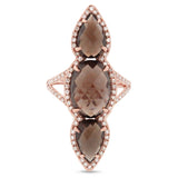 0.56ct Diamond & 9.85ct Smokey Topaz 14k Rose Gold Ring