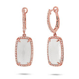 0.34ct Diamond & 10.08ct White Topaz 14k Rose Gold Earring
