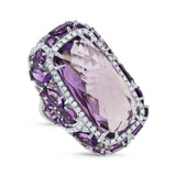 0.56ct Diamond & 20.84ct Amethyst & Purple Sapphire 14k White Gold Ring
