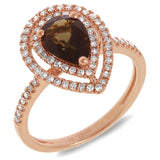 0.38ct Diamond & 1.25ct Smokey Topaz 14k Rose Gold Ring