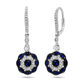 0.29ct Diamond & 0.51ct Blue Sapphire 14k White Gold Earring