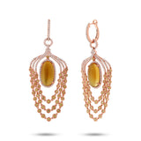 1.09ct Diamond & 12.71ct Citrine & Yellow Sapphire 14k Rose Gold Earring