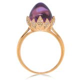 0.29ct Diamond & 7.69ct Amethyst 14k Rose Gold Ring