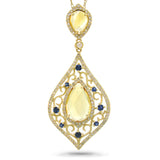 0.54ct Diamond & 3.91ct Citrine & 0.29ct Blue Sapphire 14k Yellow Gold Pendant