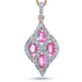 0.26ct Diamond & 0.86ct Pink Sapphire 14k Two-tone Rose Gold Pendant