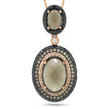 0.70ct White, Champagne & Black Diamond & 3.72ct Smokey Topaz 14k Rose Gold Pendant