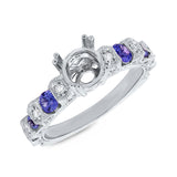 0.36ct Diamond & 0.78ct Blue Sapphire 14k White Gold Semi-mount Ring