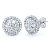 1.12ct 14k White Gold Diamond Cluster Stud Earring