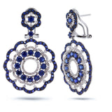 1.00ct Diamond & 5.45ct Blue Sapphire 14k White Gold Earring