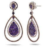 0.95ct White & Champagne Diamond & 1.63ct Blue Sapphire 14k White Gold Earring