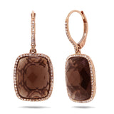 0.37ct Diamond & 11.73ct Smokey Topaz 14k Rose Gold Earring