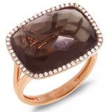0.17ct Diamond & 8.32ct SmokeyTopaz 14k Rose Gold Ring