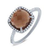 0.13ct Diamond & 2.91ct Smokey Topaz 14k White Gold Ring