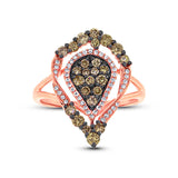 0.93ct 14k Rose Gold White & Champagne Diamond Ring
