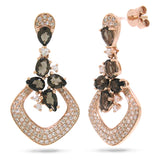 0.53ct Diamond & 1.50ct Smokey Topaz 14k Rose Gold Earring
