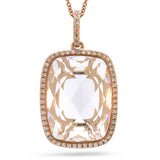 0.19ct Diamond & 8.26ct White Topaz 14k Rose Gold Pendant