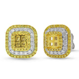 1.97ct 18k Two-tone Gold Natural Yellow Diamond Semi-mount Earring