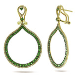 0.65ct Diamond & 1.71ct Green Garnet 14k Yellow Gold Earring