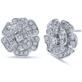 1.62ct 14k White Gold Diamond Flower Earring