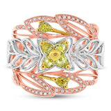 0.74ct 18k Three-tone Gold White & Fancy Color Diamond Ring