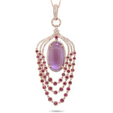 0.80ct Diamond & 12.08ct Amethyst, Pink Sapphire & Pink Pearl 14k Rose Gold Pendant