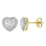 0.41ct 14k Two-tone Gold Diamond Heart Stud Earring