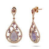 0.60ct Diamond & 3.54ct Amethyst & Pink Sapphire 14k Rose Gold Earring