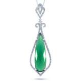 0.37ct Diamond & 6.49ct Green Agate 14k White Gold Pendant