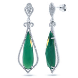 0.67ct Diamond & 10.34ct Green Agate 14k White Gold Earring
