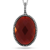 0.19ct Diamond & 10.06ct Red Agate 14k White Gold with Black Rhodium Pendant