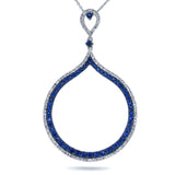0.35ct Diamond & 0.99ct Blue Sapphire 14k White Gold Pendant