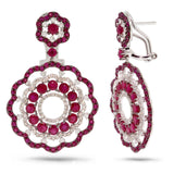 1.00ct Diamond & 6.38ct Ruby 14k White Gold Earring