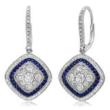 1.07ct Diamond & 0.34ct Blue Sapphire 14k White Gold Earring