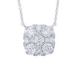 1.00ct 14k White Gold Diamond Cluster Necklace