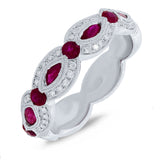 0.18ct Diamond & 0.95ct Ruby 14k White Gold Lady's Ring