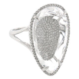 0.57ct Diamond & 17.52ct White Topaz 14k White Gold Ring