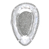 0.57ct Diamond & 17.52ct White Topaz 14k White Gold Ring