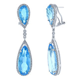 0.90ct Diamond & 25.66ct Blue Topaz 14k White Gold Earring