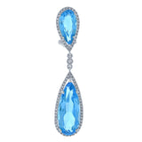 0.90ct Diamond & 25.66ct Blue Topaz 14k White Gold Earring