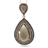 1.52ct White, Champagne & Black Diamond & 13.80ct Smokey Topaz 14k Rose Gold Pendant