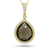 0.17ct Diamond & 4.51ct Smokey Quartz 14k Yellow Gold Pendant